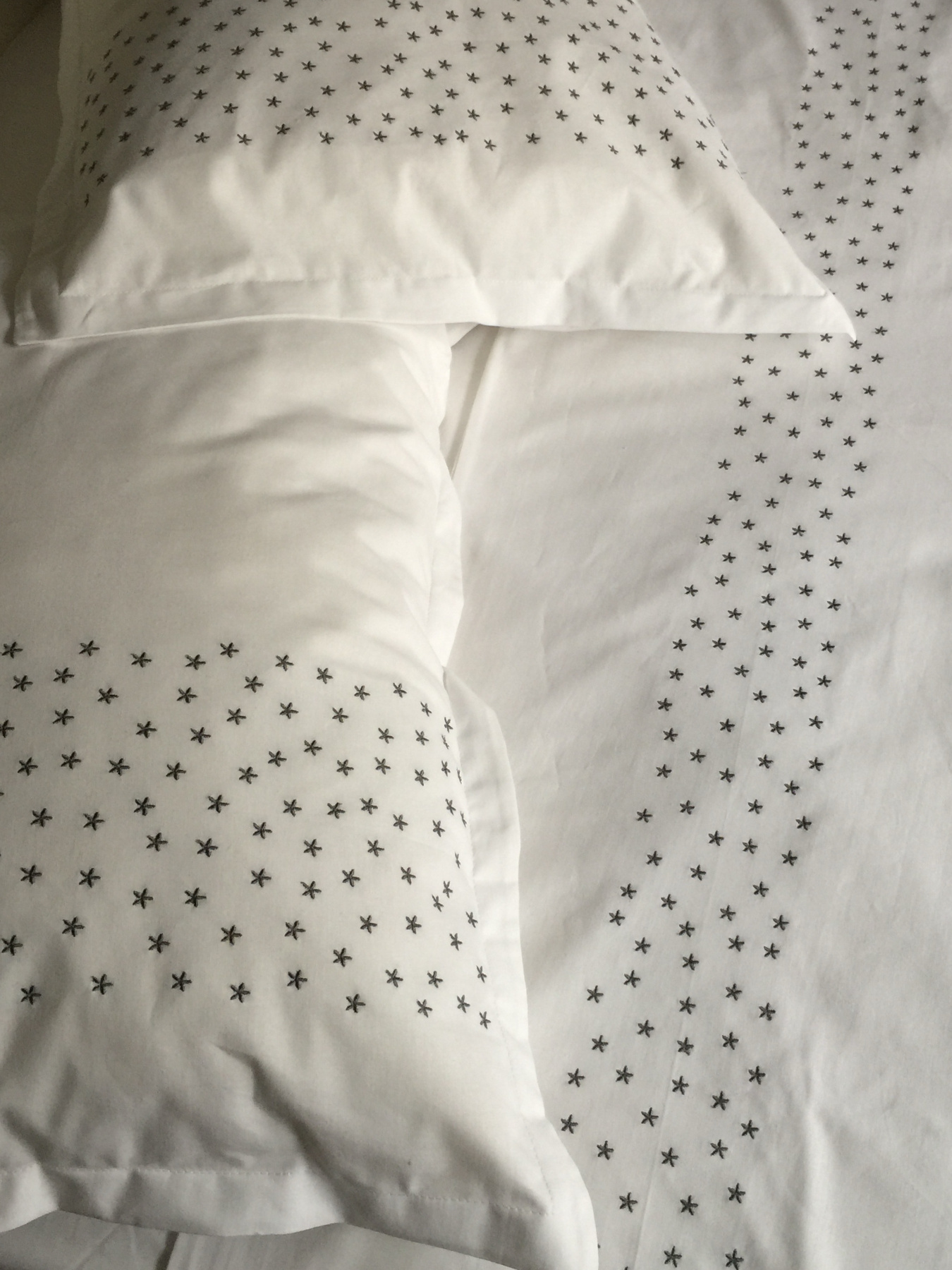 Комплект постільної білизни білий з вишитими сірими зірками Cozy модель 10135322 Фото