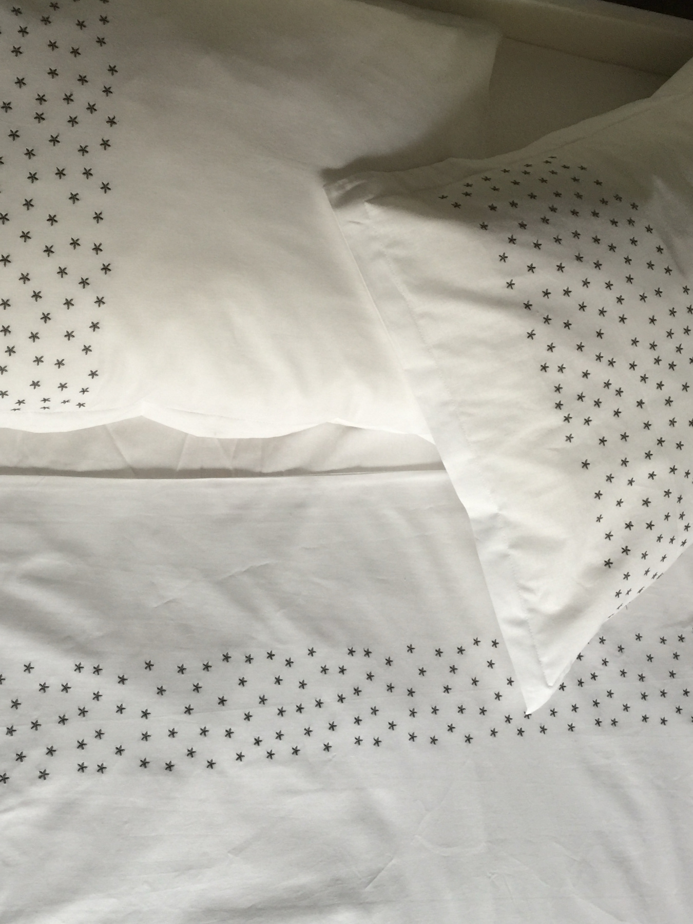 Наволочка біла з вишитими сірими зірками Cozy модель 10135346 Наволочка біла з вишитими сірими зірками Cozy модель 10135346 Фото