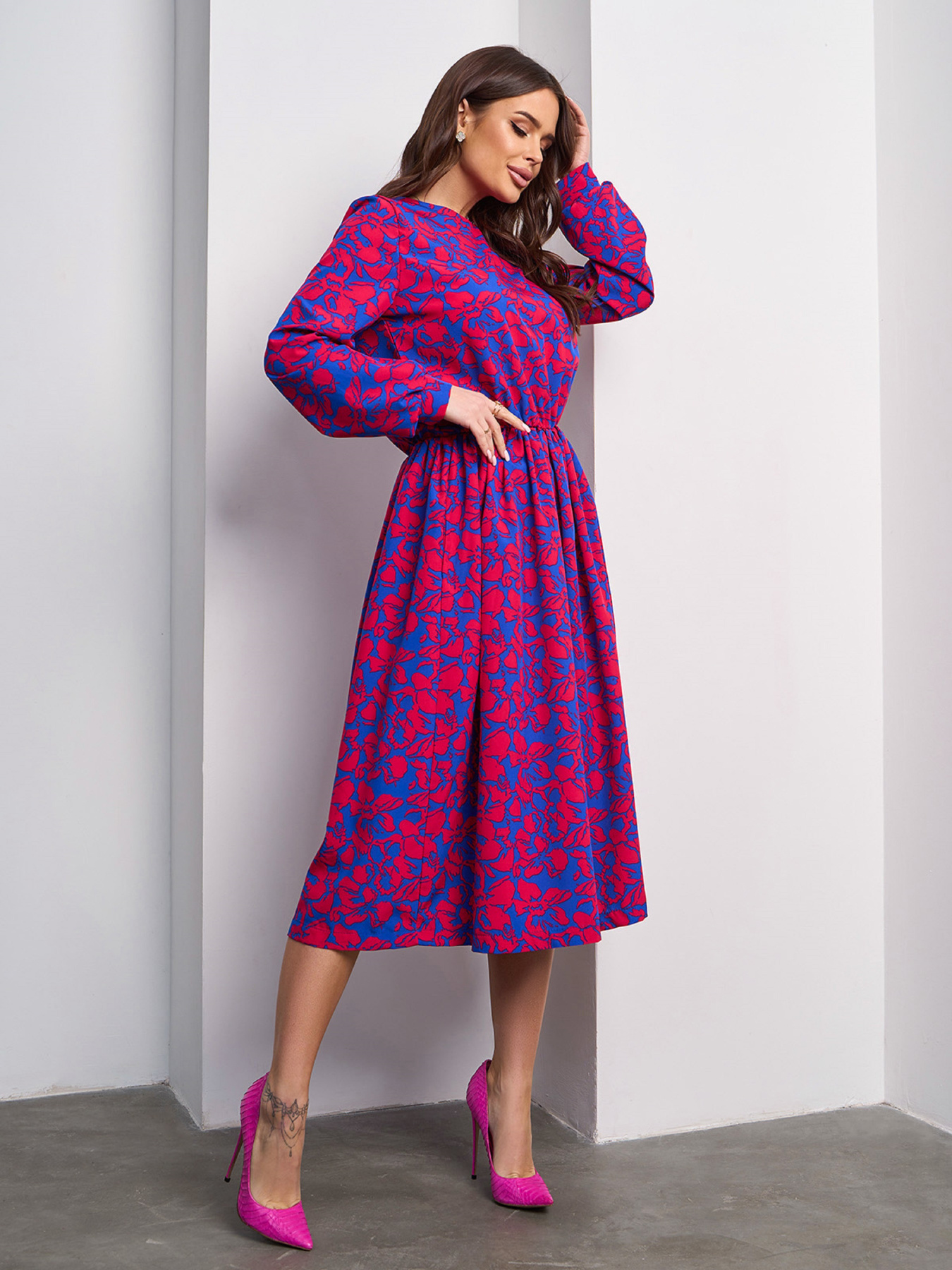 Платье миди ISSA Plus модель 14475_синий Фото