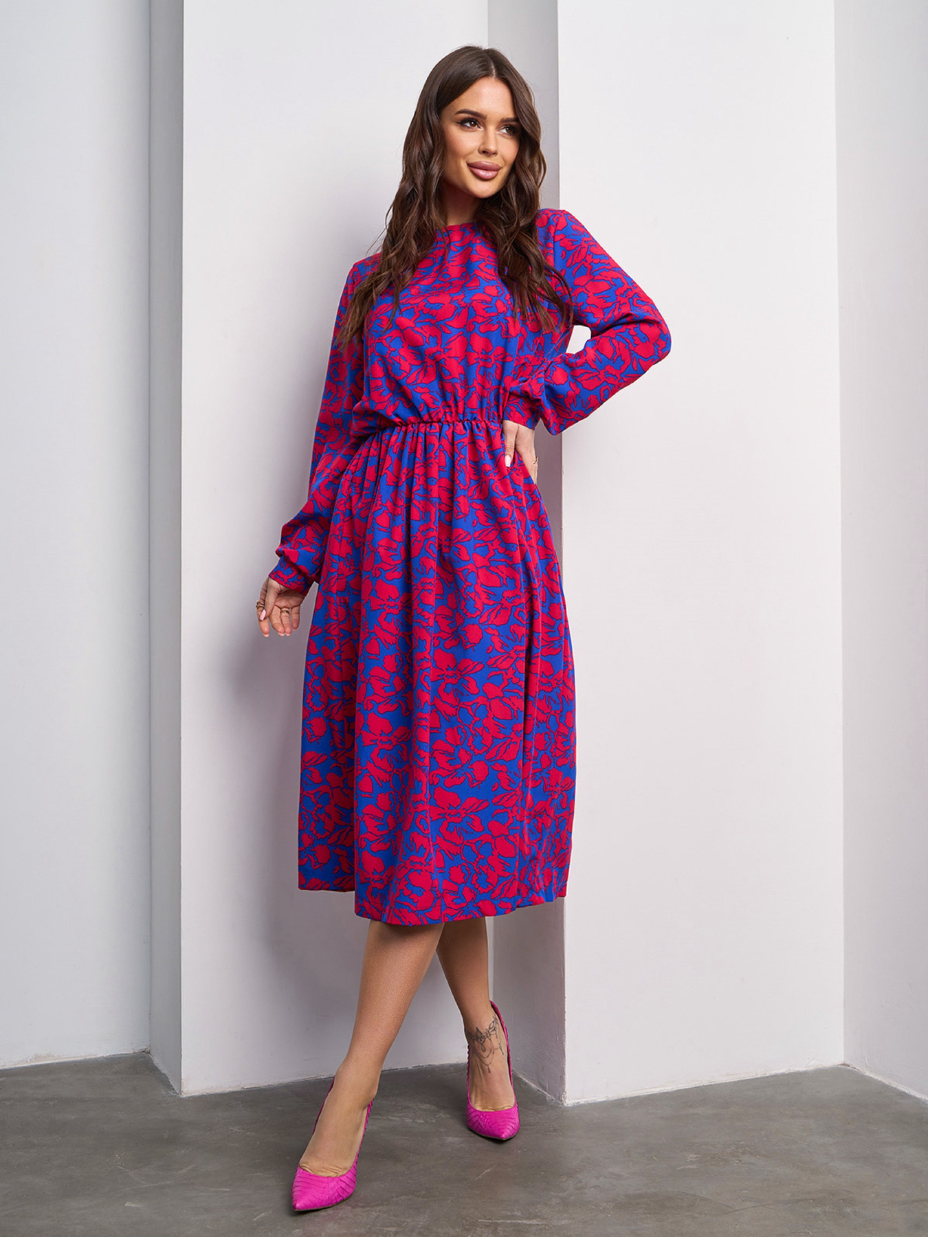 Платье миди ISSA Plus модель 14475_синий Фото