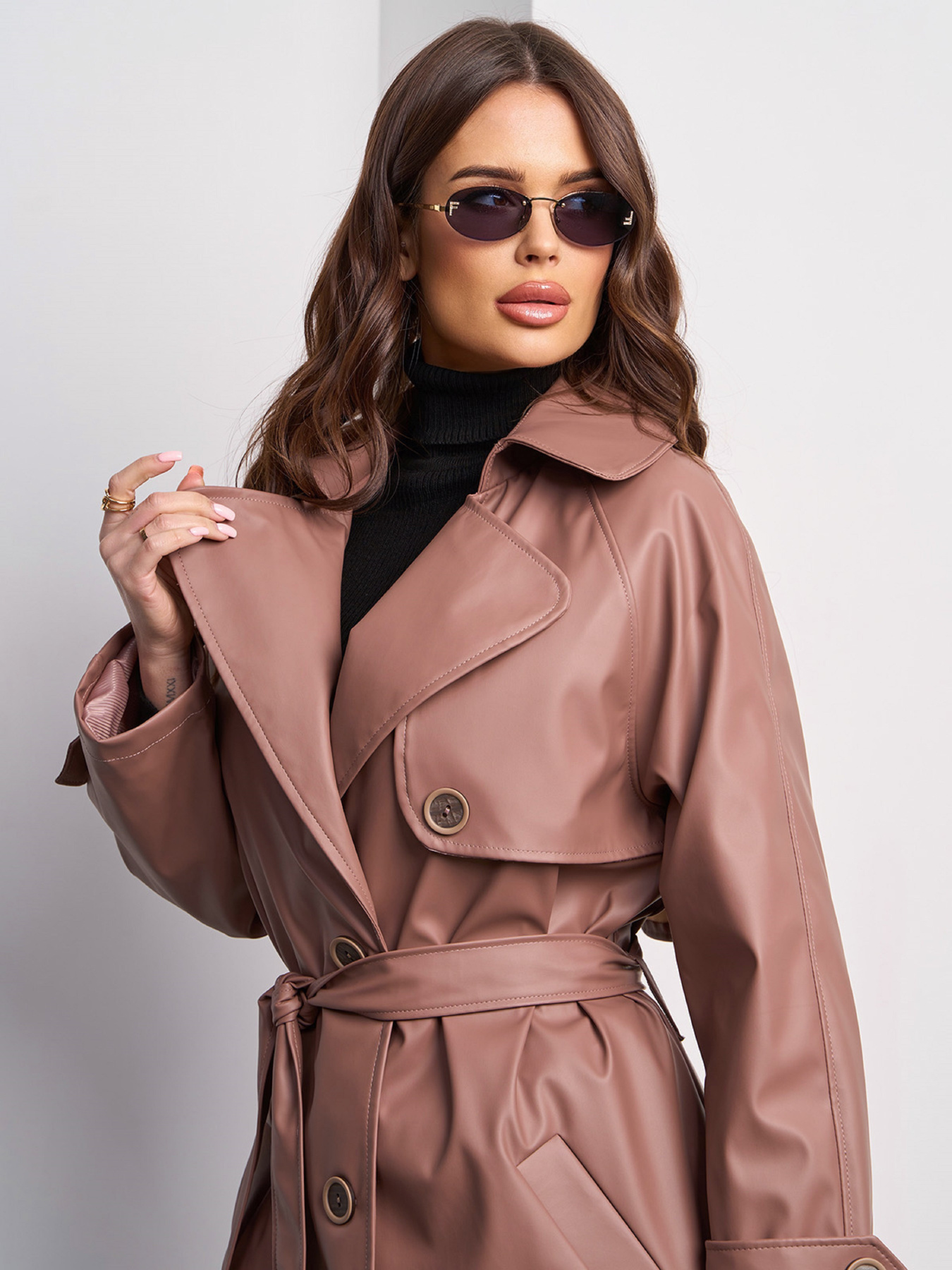 Тренч ISSA Plus модель 15021_коричневый Фото