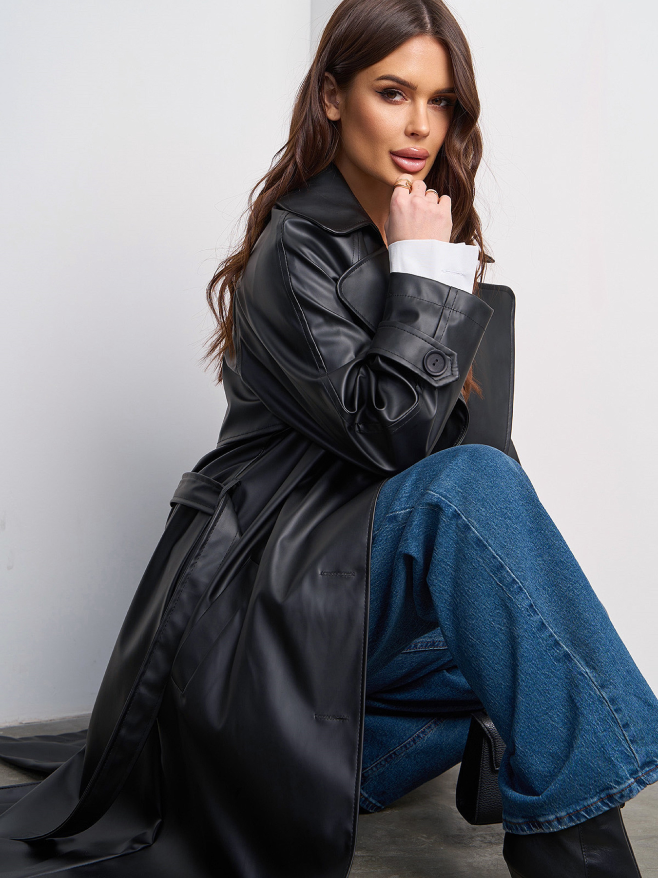 Тренч ISSA Plus модель 15021_черный Фото