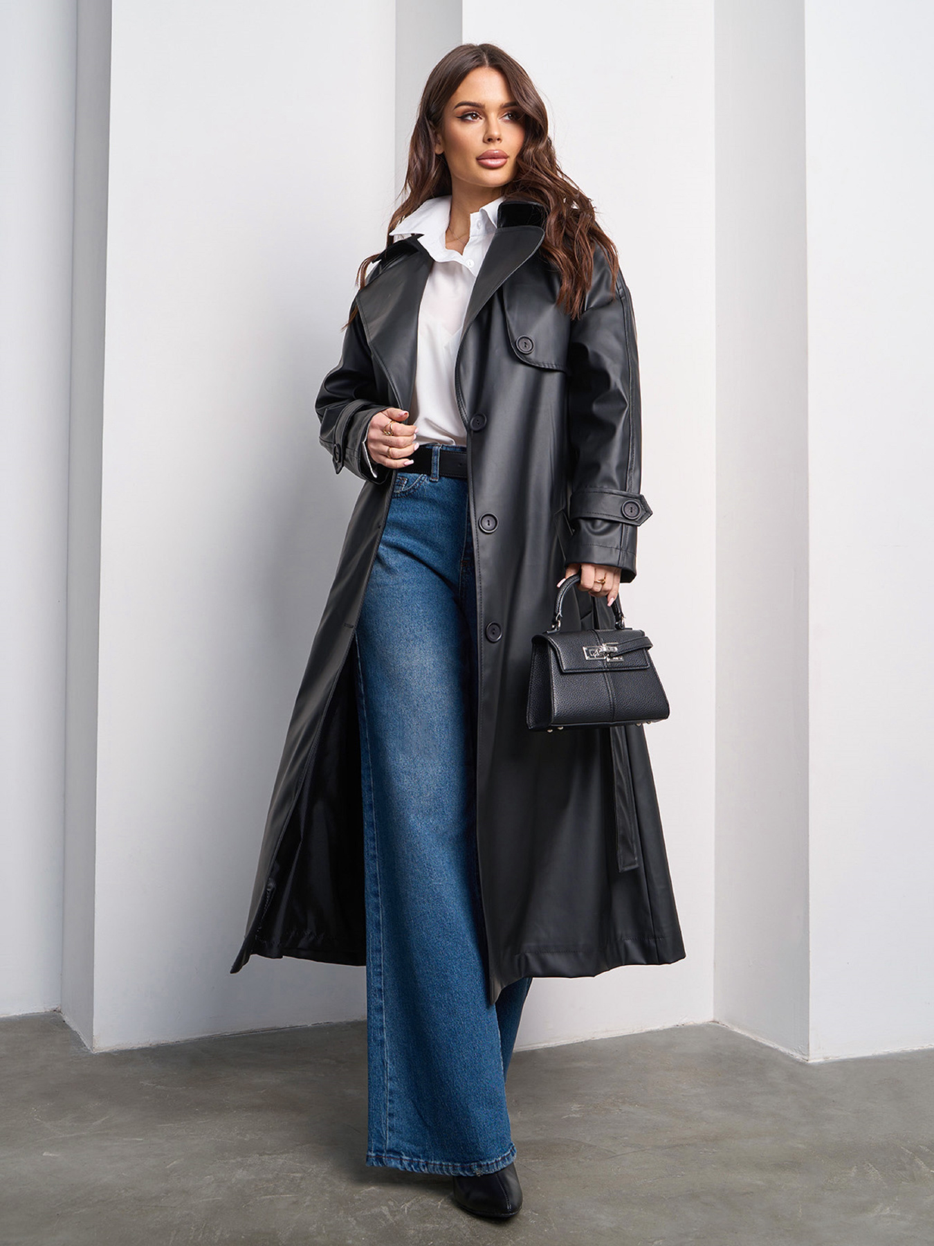 Тренч ISSA Plus модель 15021_черный Фото