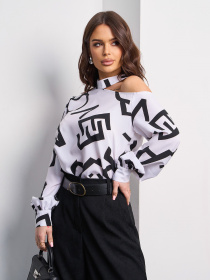 Блуза ISSA Plus модель SA-592_белый Блуза ISSA Plus модель SA-592_белый Фото