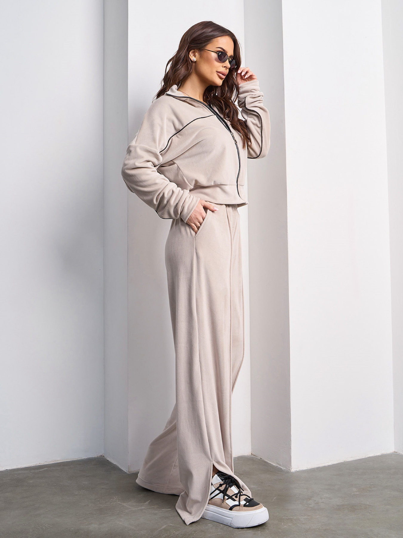 Спортивний костюм ISSA Plus модель SA-586_бежевый Спортивний костюм ISSA Plus модель SA-586_бежевый Фото