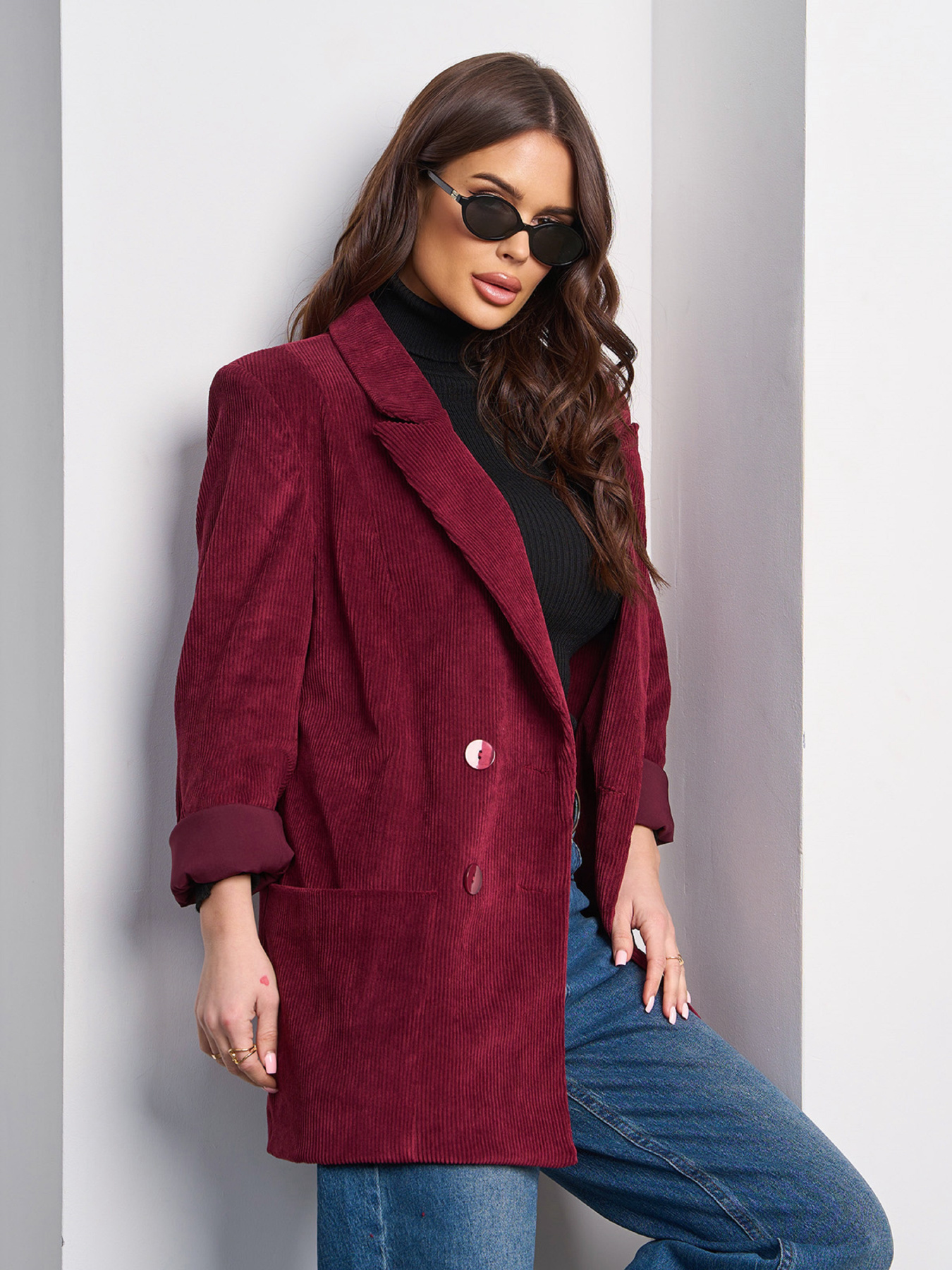 Піджак ISSA Plus модель 15018_бордовый Фото