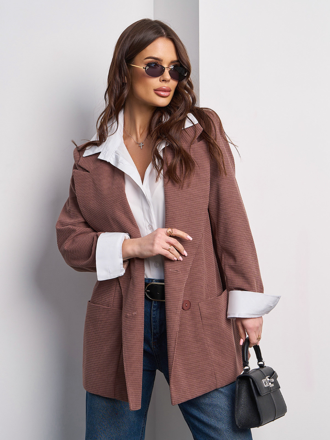 Піджак ISSA Plus модель 15019_коричневый Фото