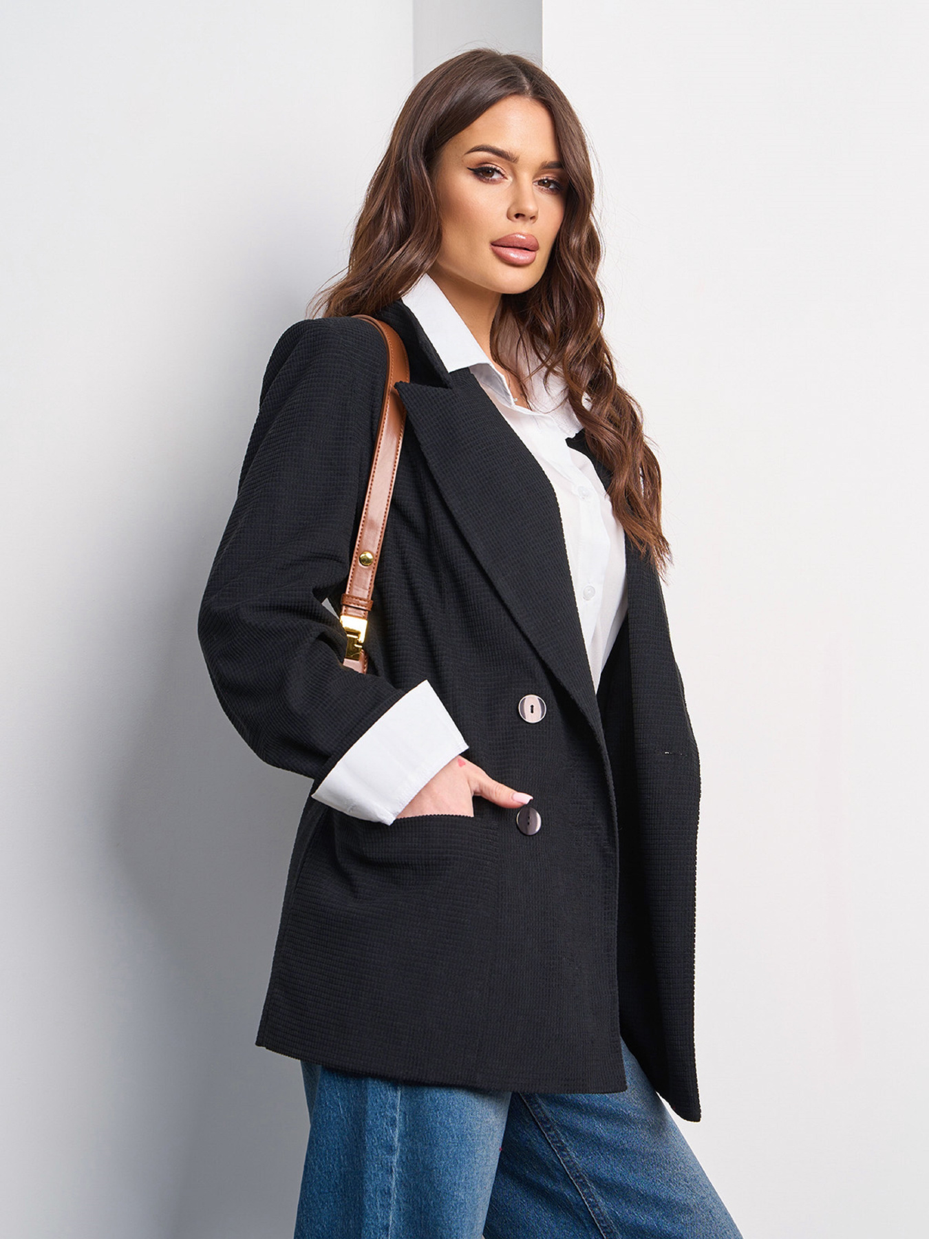 Піджак ISSA Plus модель 15019_черный Фото