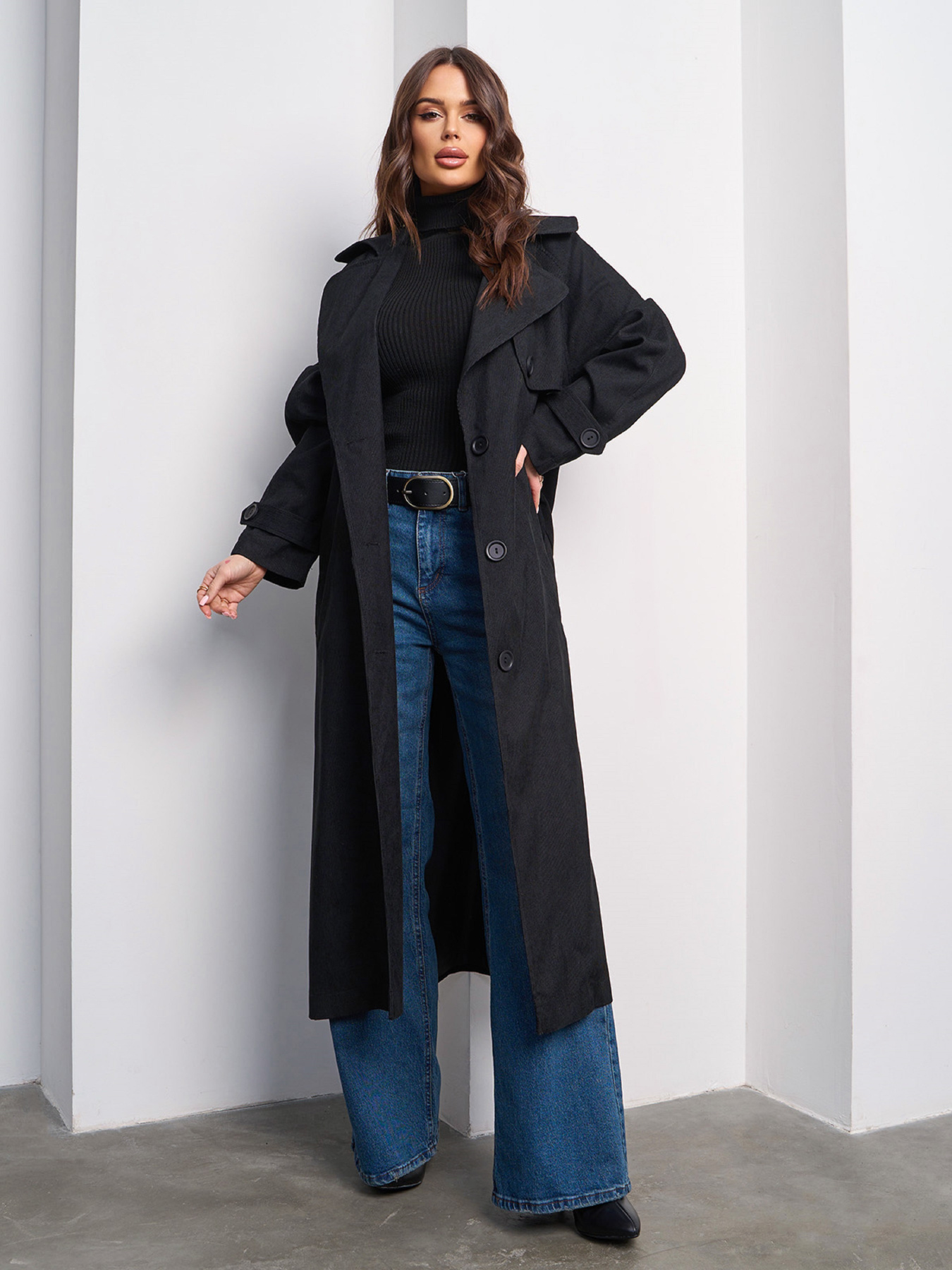 Тренч ISSA Plus модель 15022_черный Тренч ISSA Plus модель 15022_черный Фото