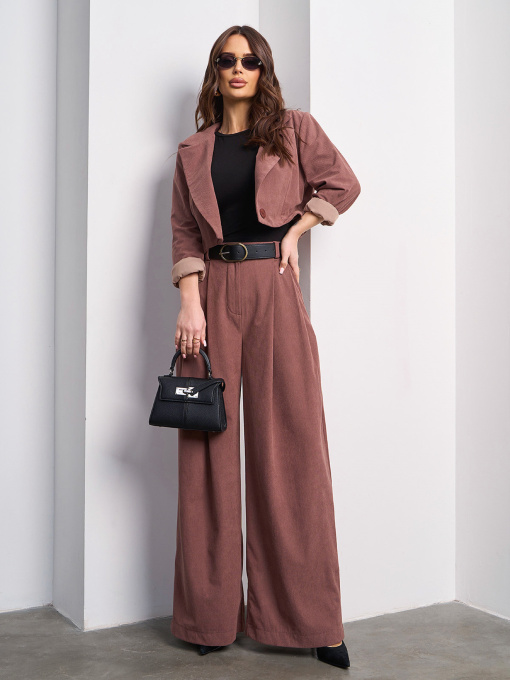 Деловой костюм ISSA Plus модель 15025_коричневый Фото