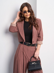 Діловий костюм ISSA Plus модель 15025_коричневый Фото