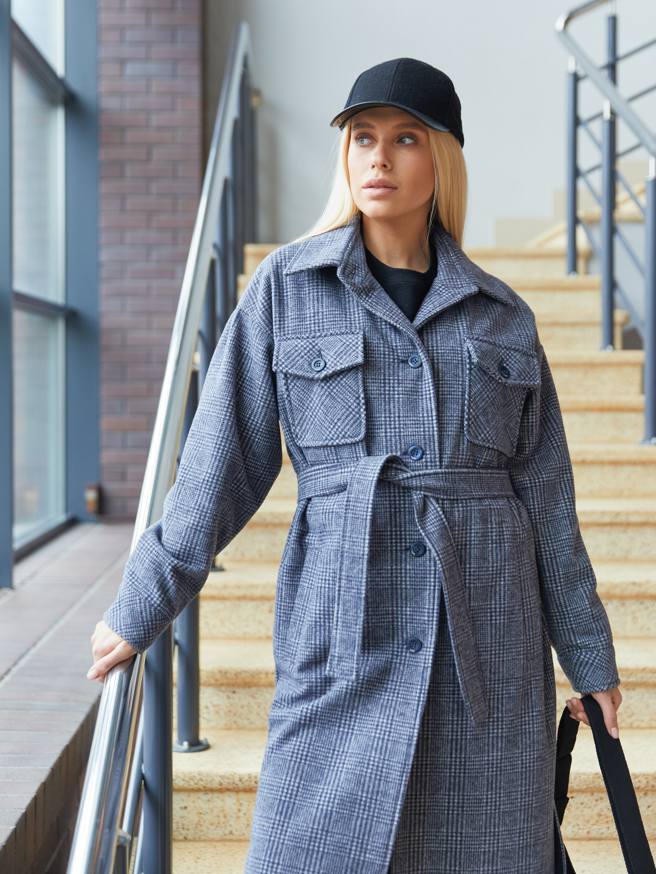 Пальто MilaNova модель Пальто ПВ-248 синяя клетка Фото