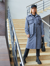 Пальто MilaNova модель Пальто ПВ-248 синяя клетка Фото