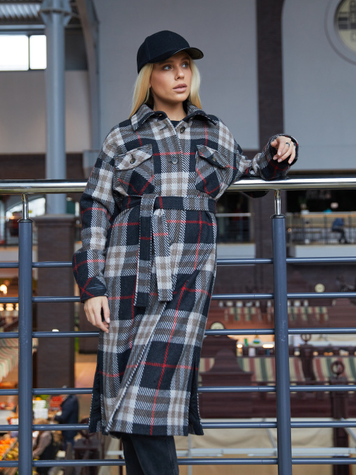 Пальто MilaNova модель Пальто ПВ-248 шоколадная клетка Фото