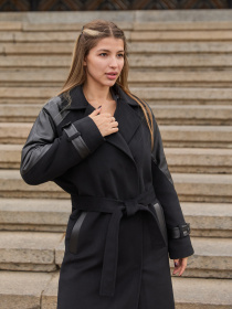 Пальто с утеплителем MilaNova модель Пальто ПВ-348 черный+ут Фото