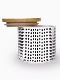 Емкость для хранения с узором белая/дерево MBM MY HOME модель KP-122 S WHITE/WOOD Фото