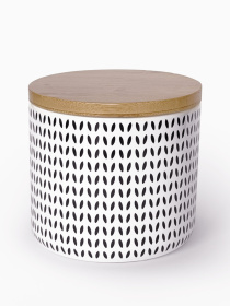 Емкость для хранения с узором белая/дерево MBM MY HOME модель KP-122 S WHITE/WOOD Фото