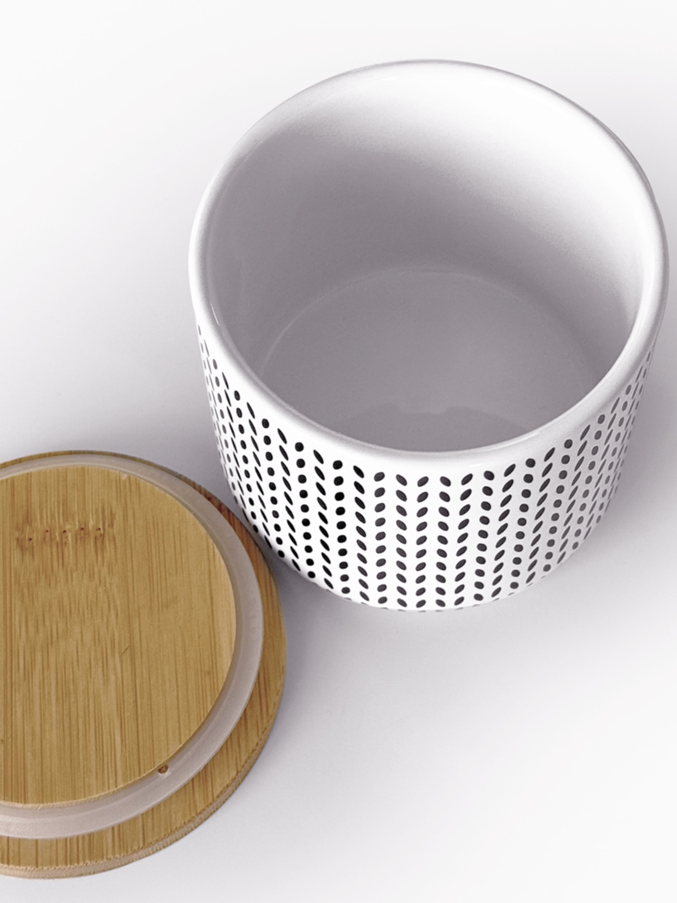 Емкость для хранения с узором белая/дерево MBM HOME модель KP-122 S WHITE/WOOD Фото