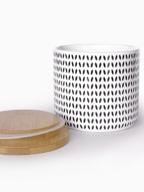 Емкость для хранения с узором белая/дерево MBM HOME модель KP-122 S WHITE/WOOD Фото