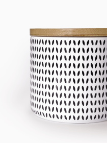 Емкость для хранения с узором белая/дерево MBM HOME модель KP-122 S WHITE/WOOD Фото