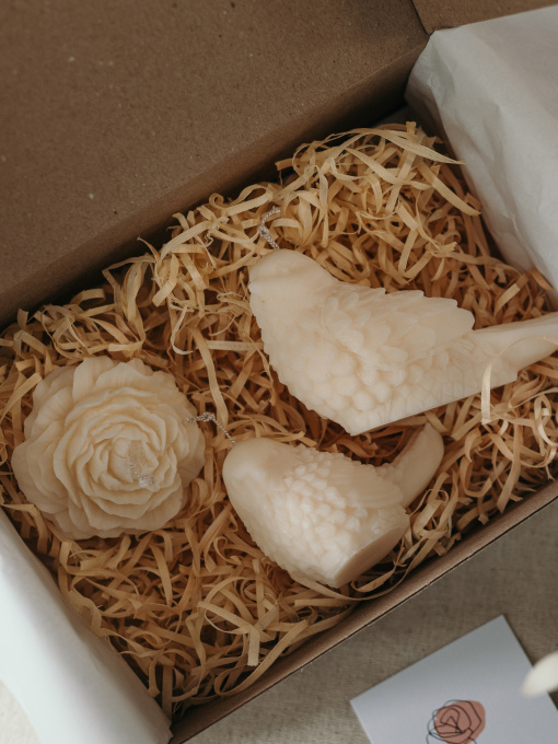 Набор свечей "Птички в цветах", натуральный оливковый воск, 3 шт. Candle Design модель 200.0040 Фото