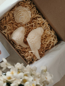 Набор свечей "Птички в цветах", натуральный оливковый воск, 3 шт. Candle Design модель 200.0040 Фото