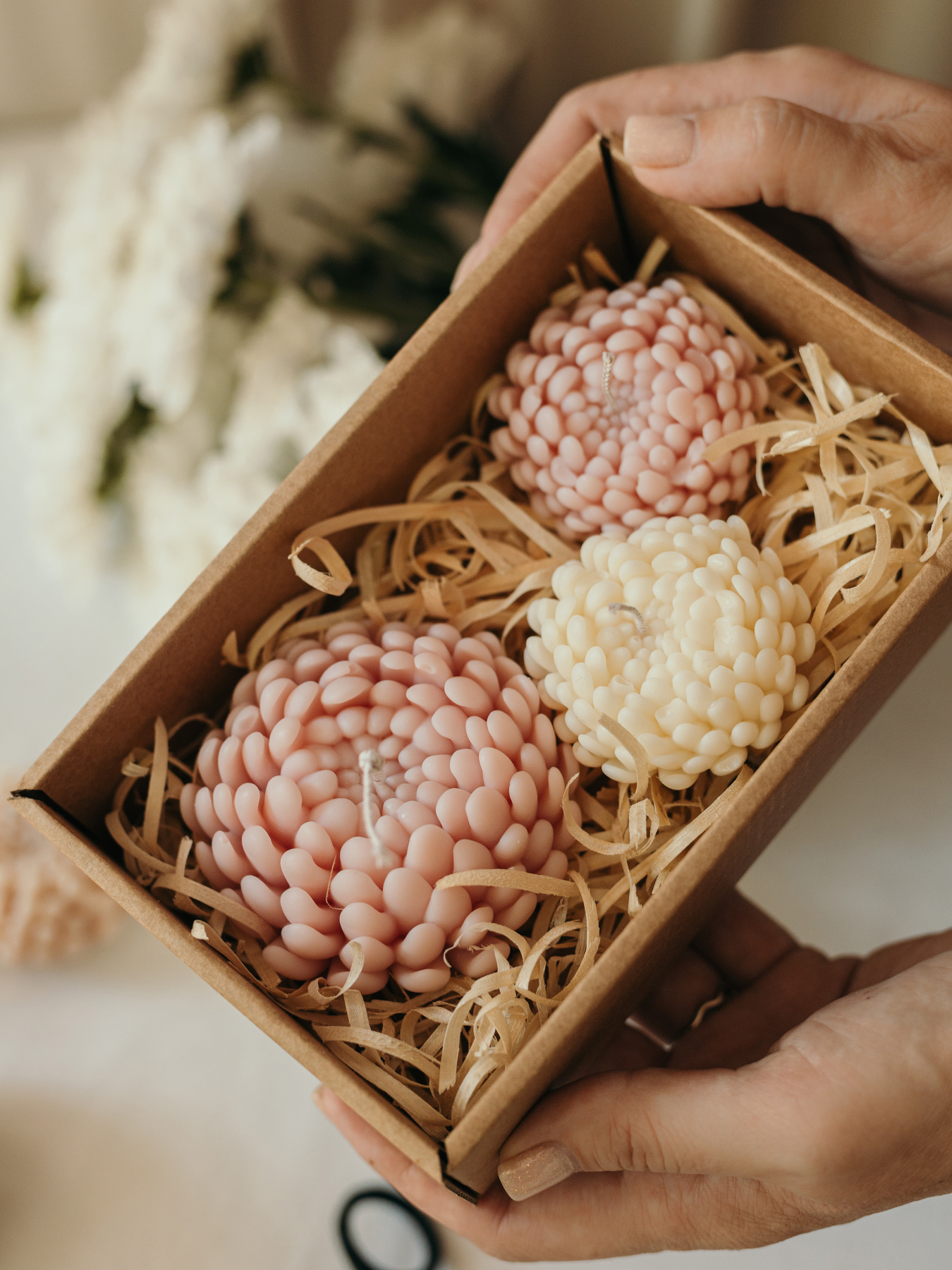 Набор свечей "Хризантемы" от "Candle Design" натуральный оливковый воск, 3 шт. Candle Design модель 200.0005 Фото