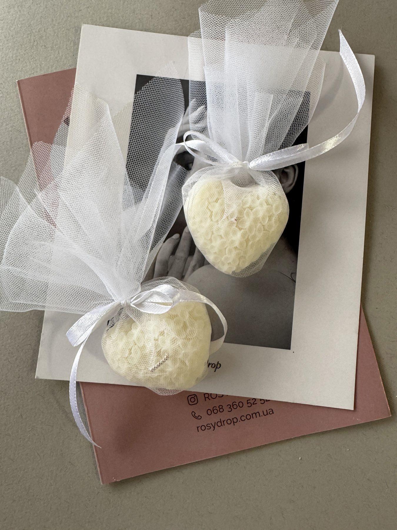 Аромасвеча "Сердце ажурное" в фатине, аромат "Ежевика & шампанское" из натуральный оливковый воск Candle Design модель 220.0009 Фото