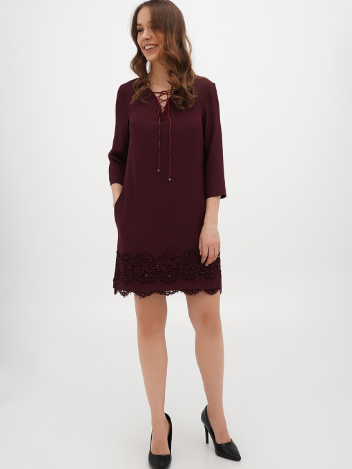 Платье мини Sassofono модель A272-SC-1744_бордовый Фото