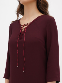 Платье мини Sassofono модель A272-SC-1744_бордовый Платье мини Sassofono модель A272-SC-1744_бордовый Фото