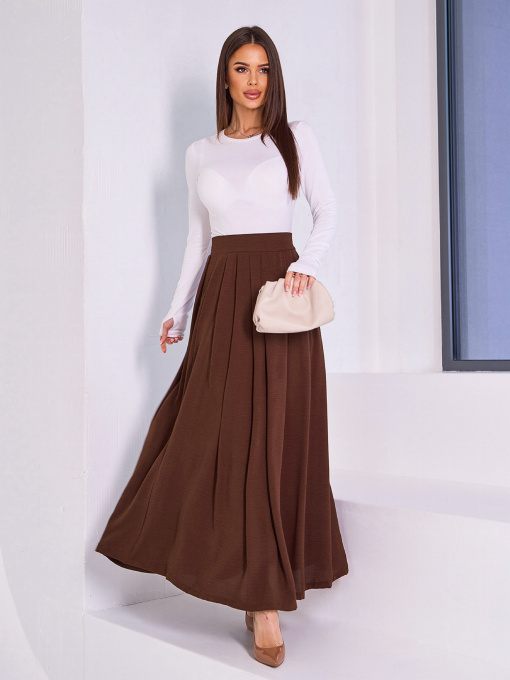 Юбка макси ISSA Plus модель 13938_темно_коричневый Фото