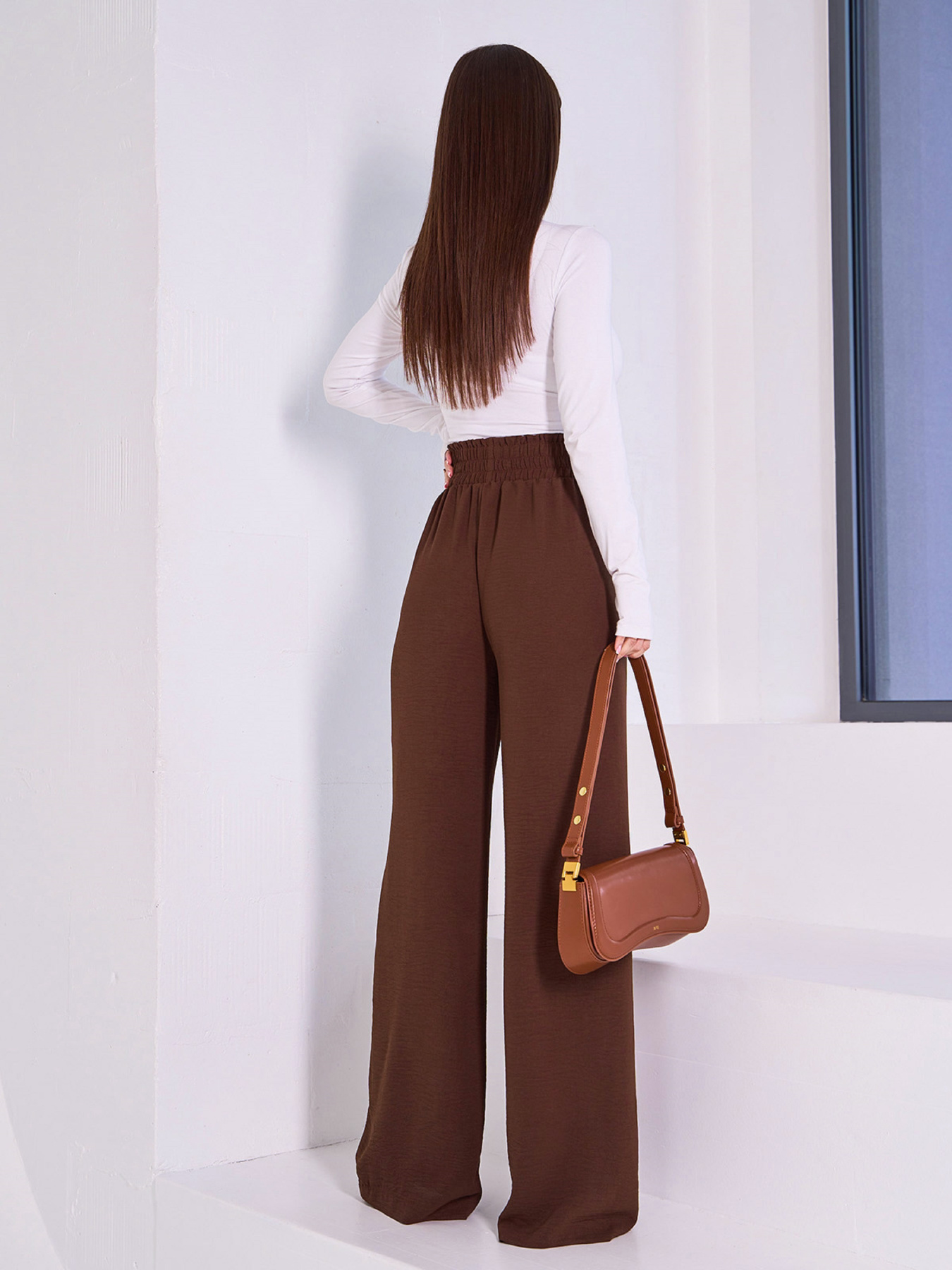 Брюки палаццо ISSA Plus модель 13939_темно_коричневый Фото