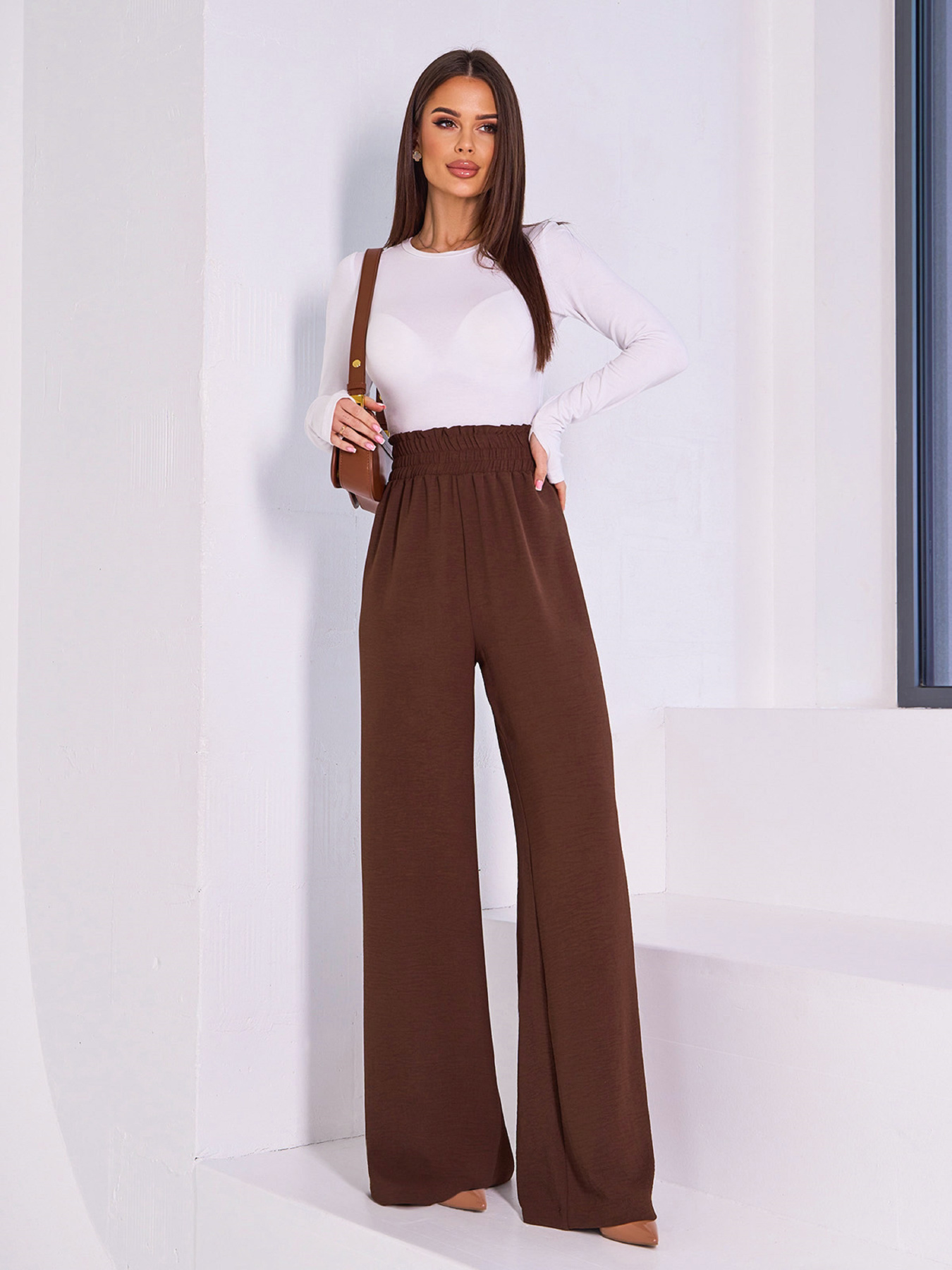 Брюки палаццо ISSA Plus модель 13939_темно_коричневый Фото