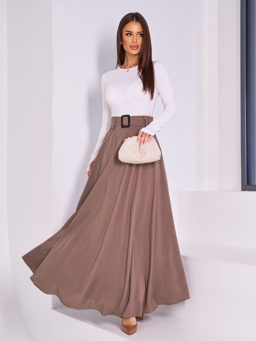 Юбка макси ISSA Plus модель 15035_коричневый Фото