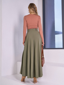 Спідниця максі ISSA Plus модель 15035_хаки Спідниця максі ISSA Plus модель 15035_хаки Фото