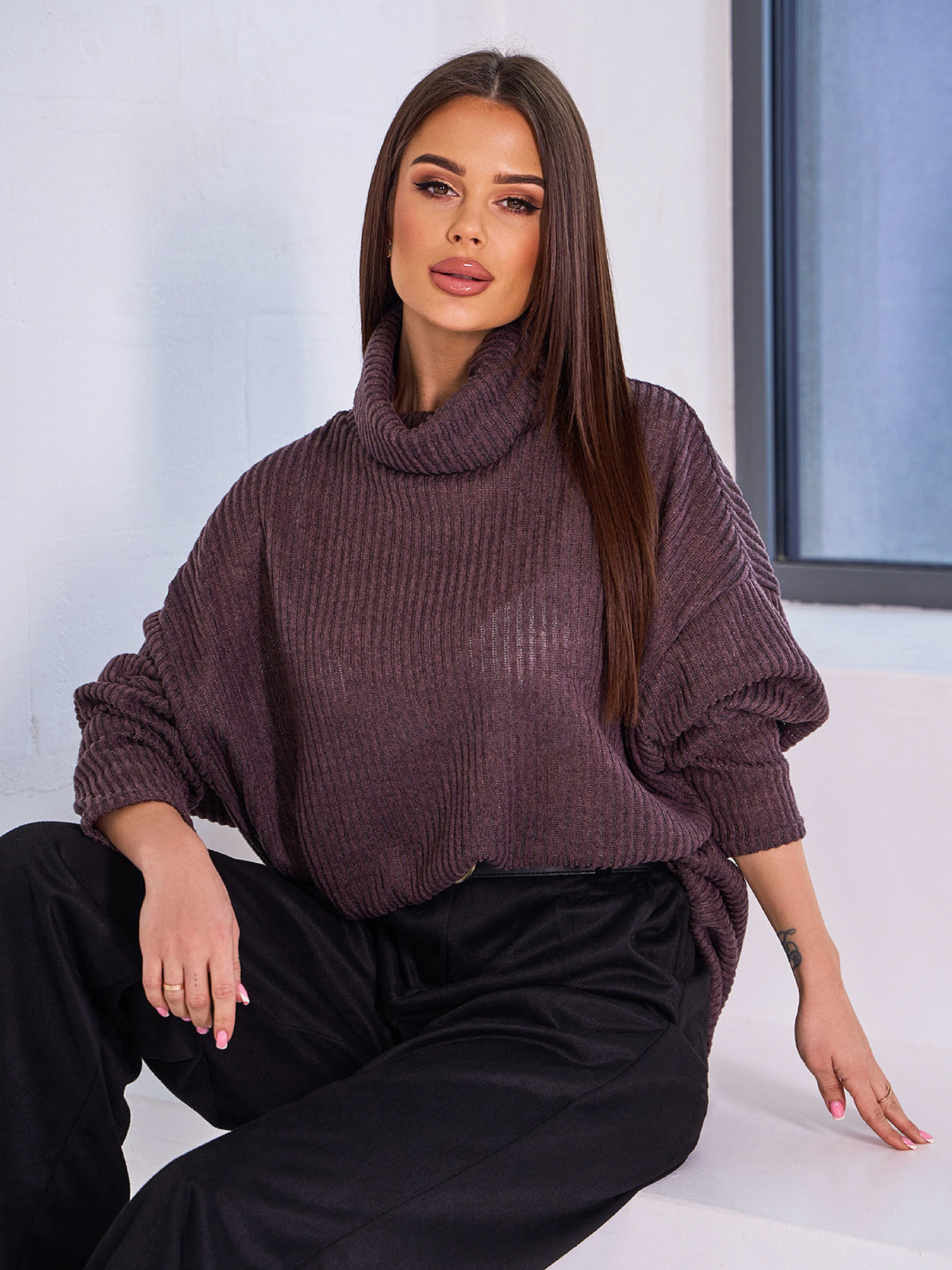 Свитер ISSA Plus модель 13763_коричневый Фото