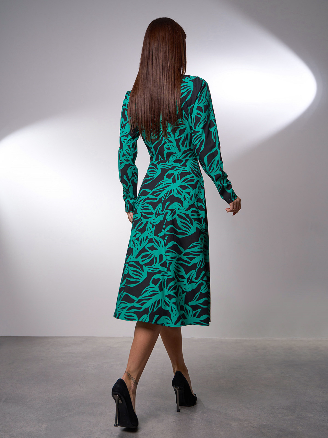 Платье миди ISSA Plus модель 15034_зеленый Платье миди ISSA Plus модель 15034_зеленый Фото