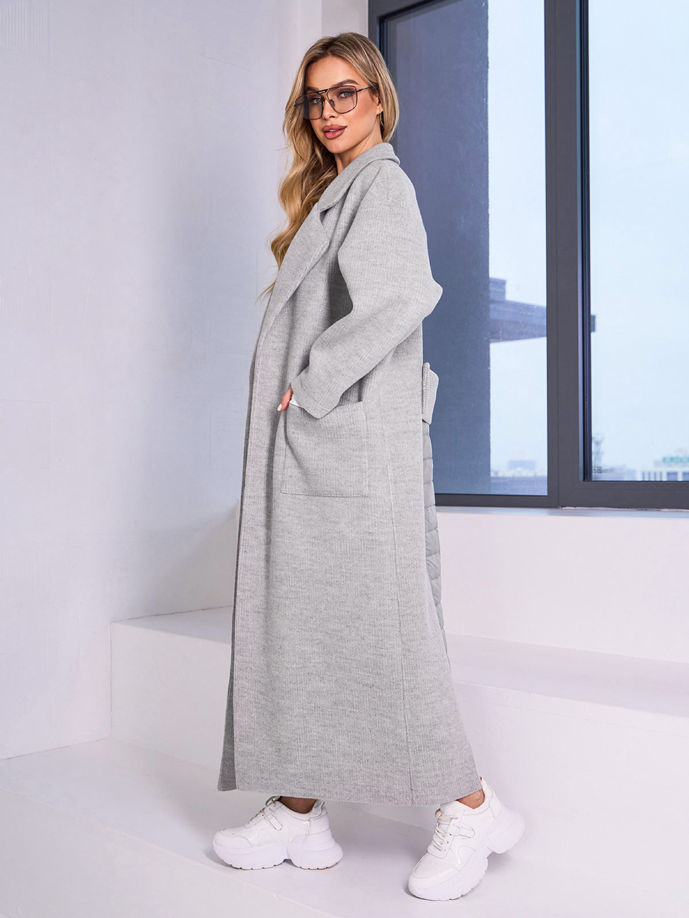 Пальто ISSA Plus модель 15037_светло_серый Фото