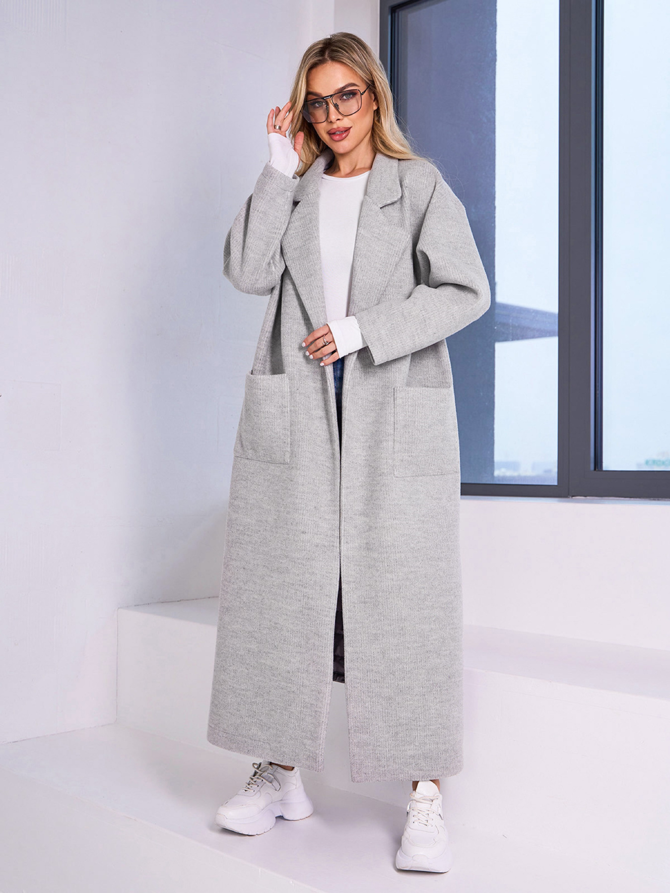 Пальто ISSA Plus модель 15037_светло_серый Фото