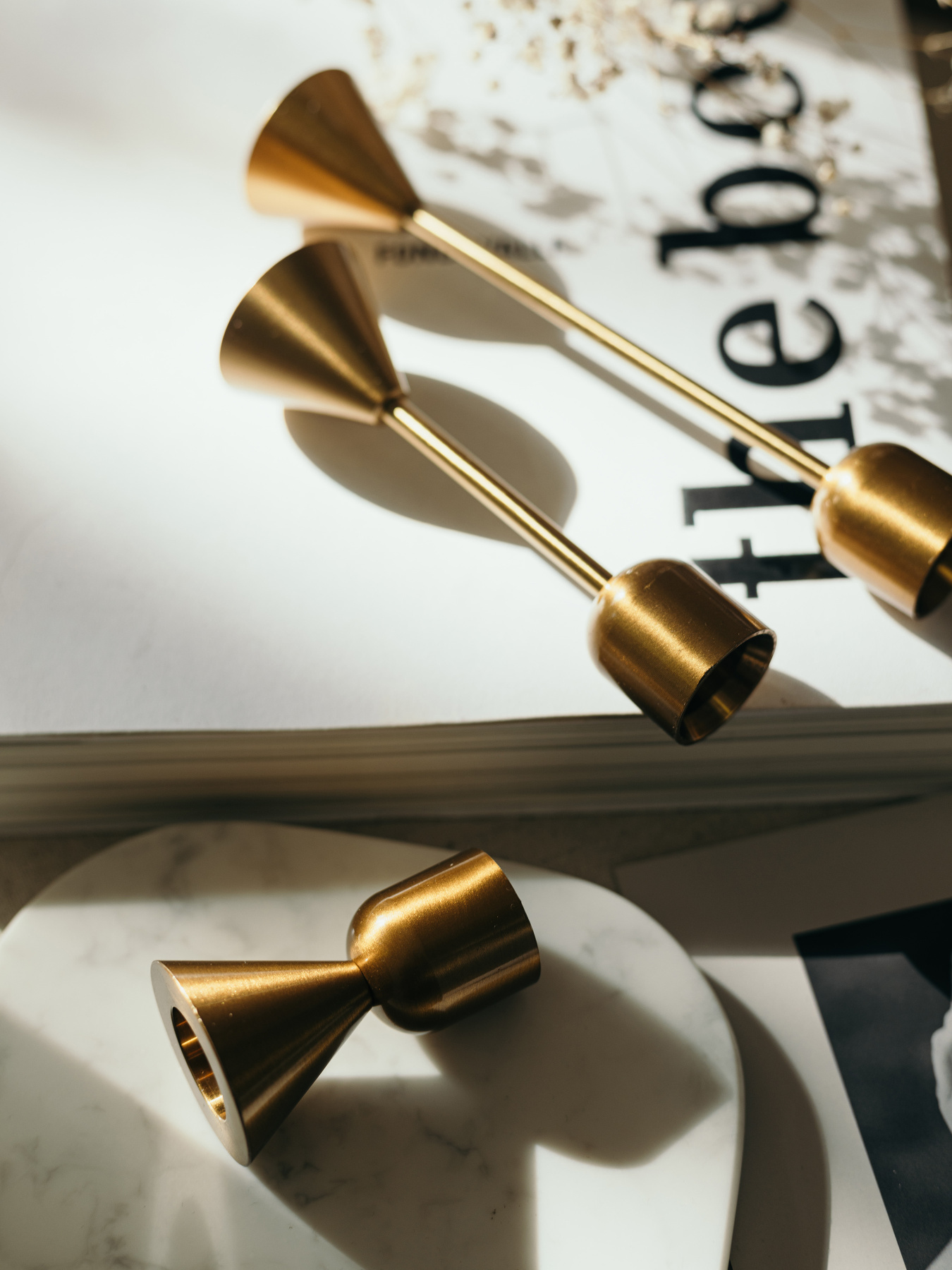 Золотой подсвечник в минималистичном стиле Candle Design модель 180.0013/0017/0018 Фото