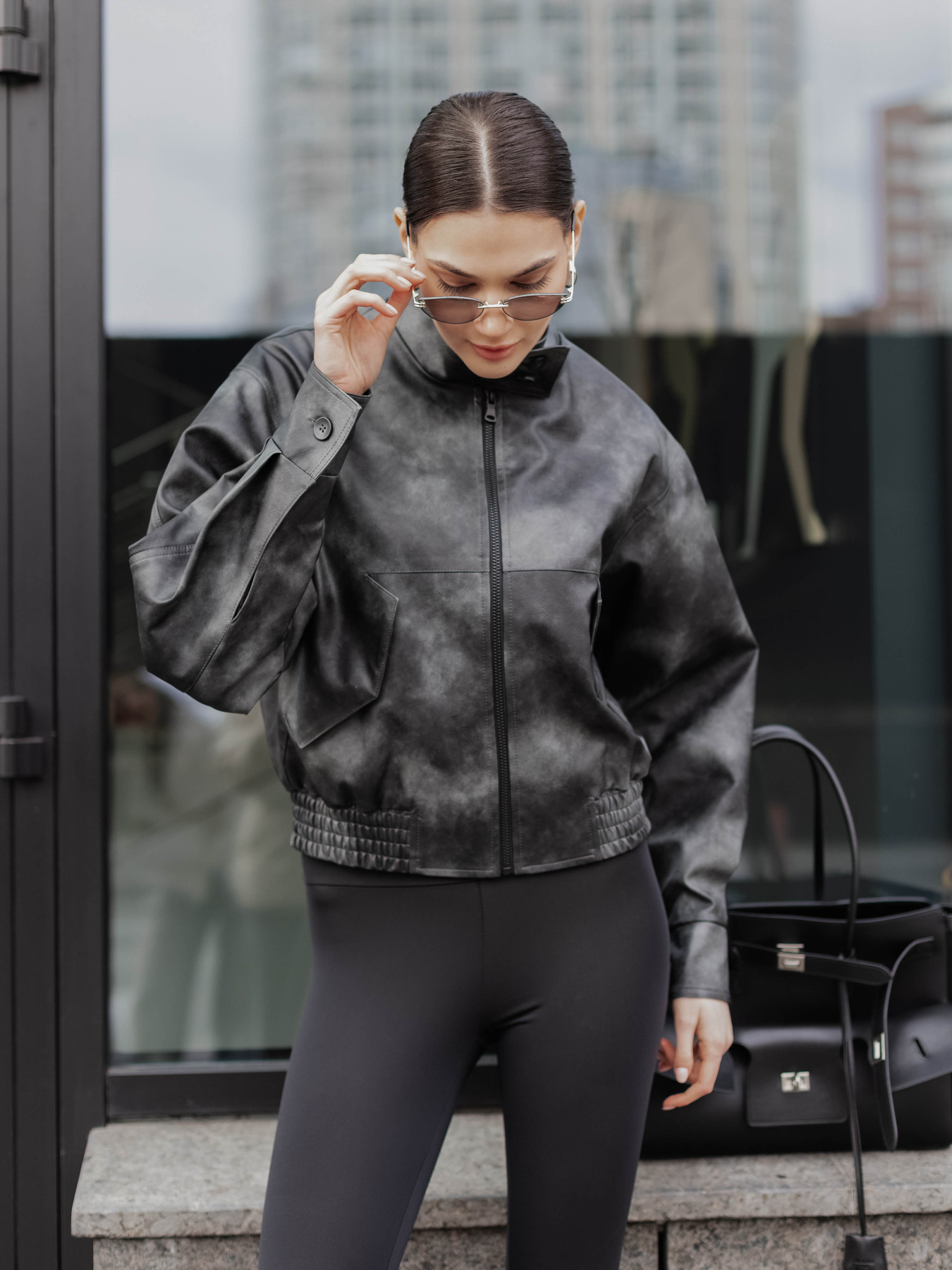 Куртка кожаная Jadone Fashion модель Kurtka_Vynd_hrafyt Фото