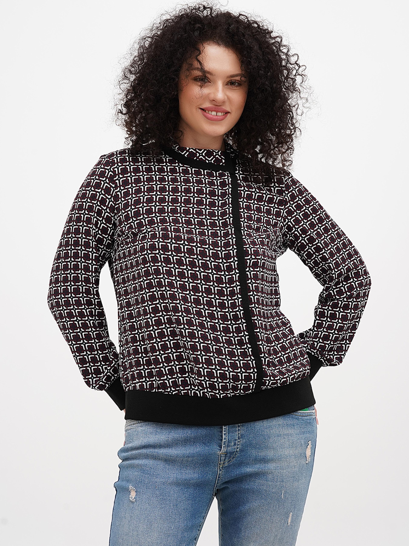 Блуза Sassofono модель A271-SC-3508_черный_бежевый Фото