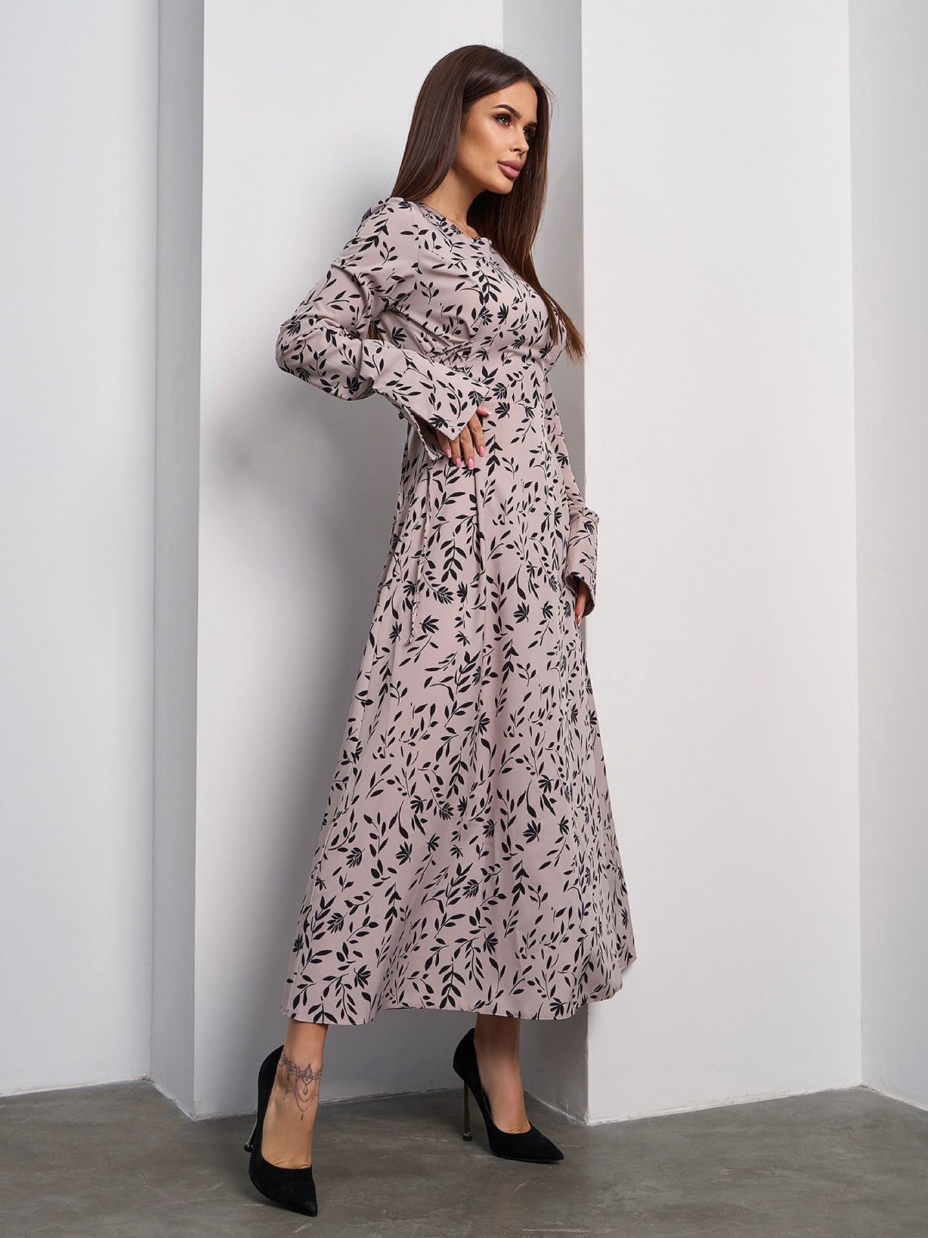 Платье макси ISSA Plus модель SA-588_бежевый Фото