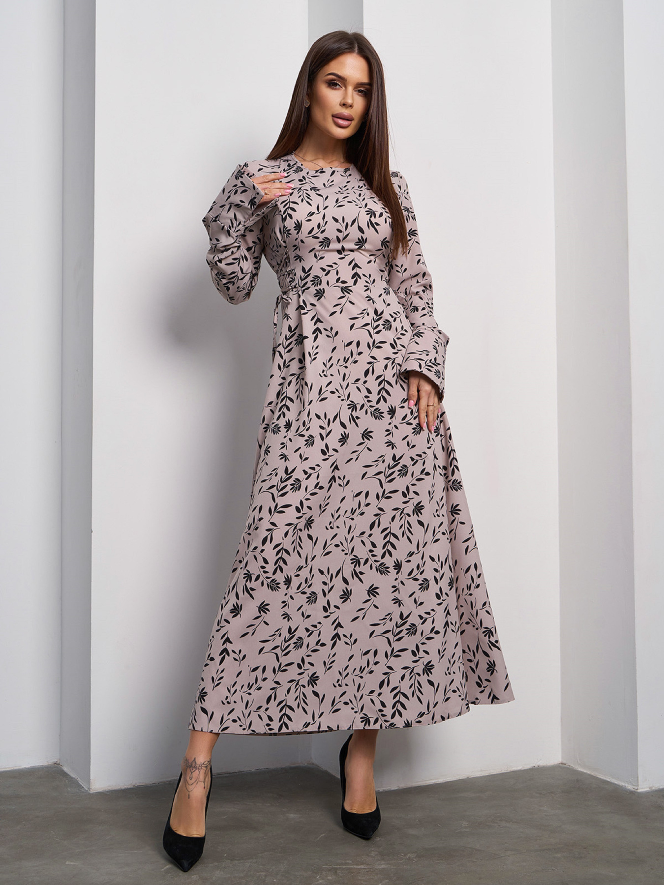 Платье макси ISSA Plus модель SA-588_бежевый Фото