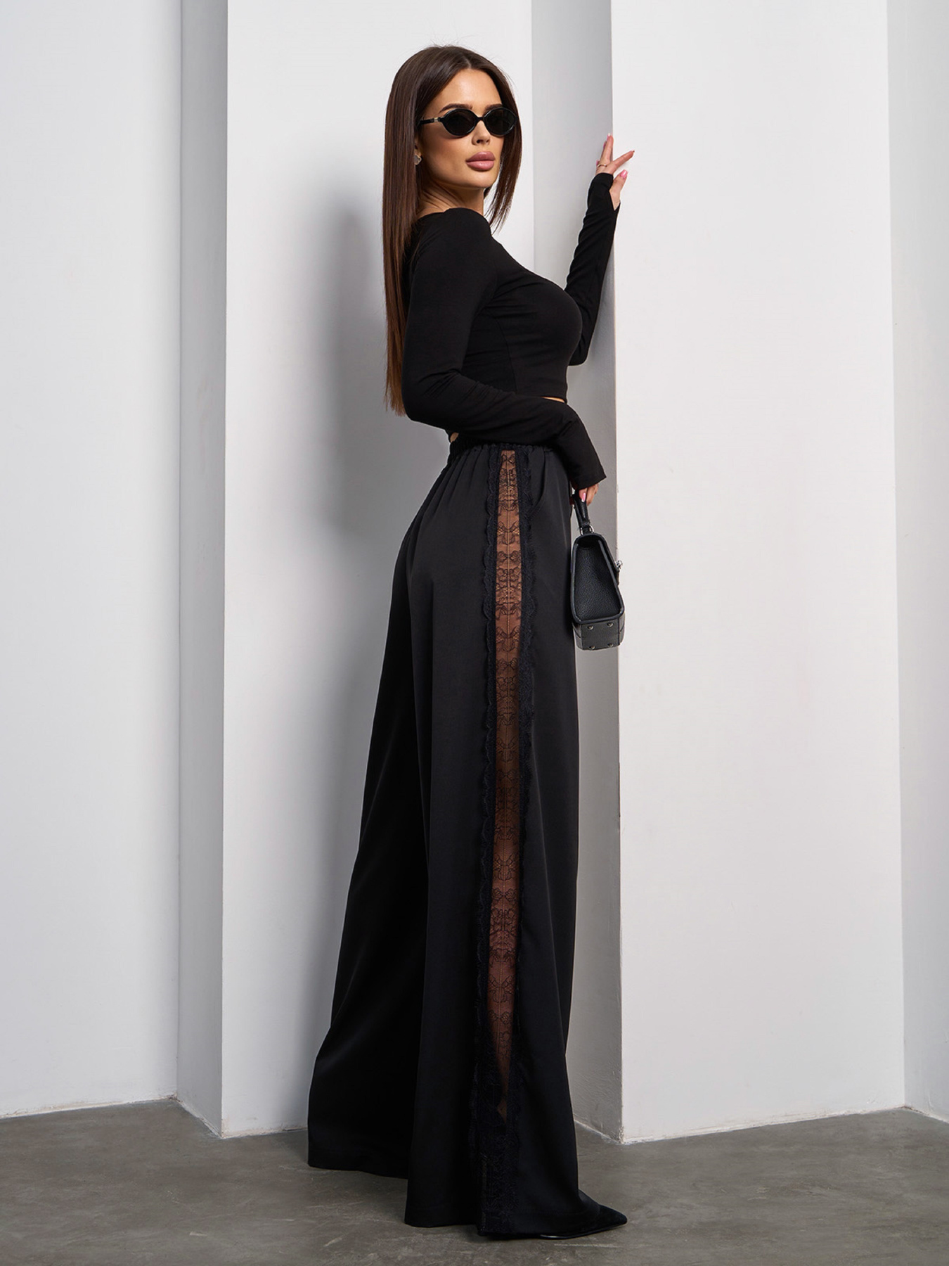 Брюки палаццо ISSA Plus модель SA-596_черный Фото