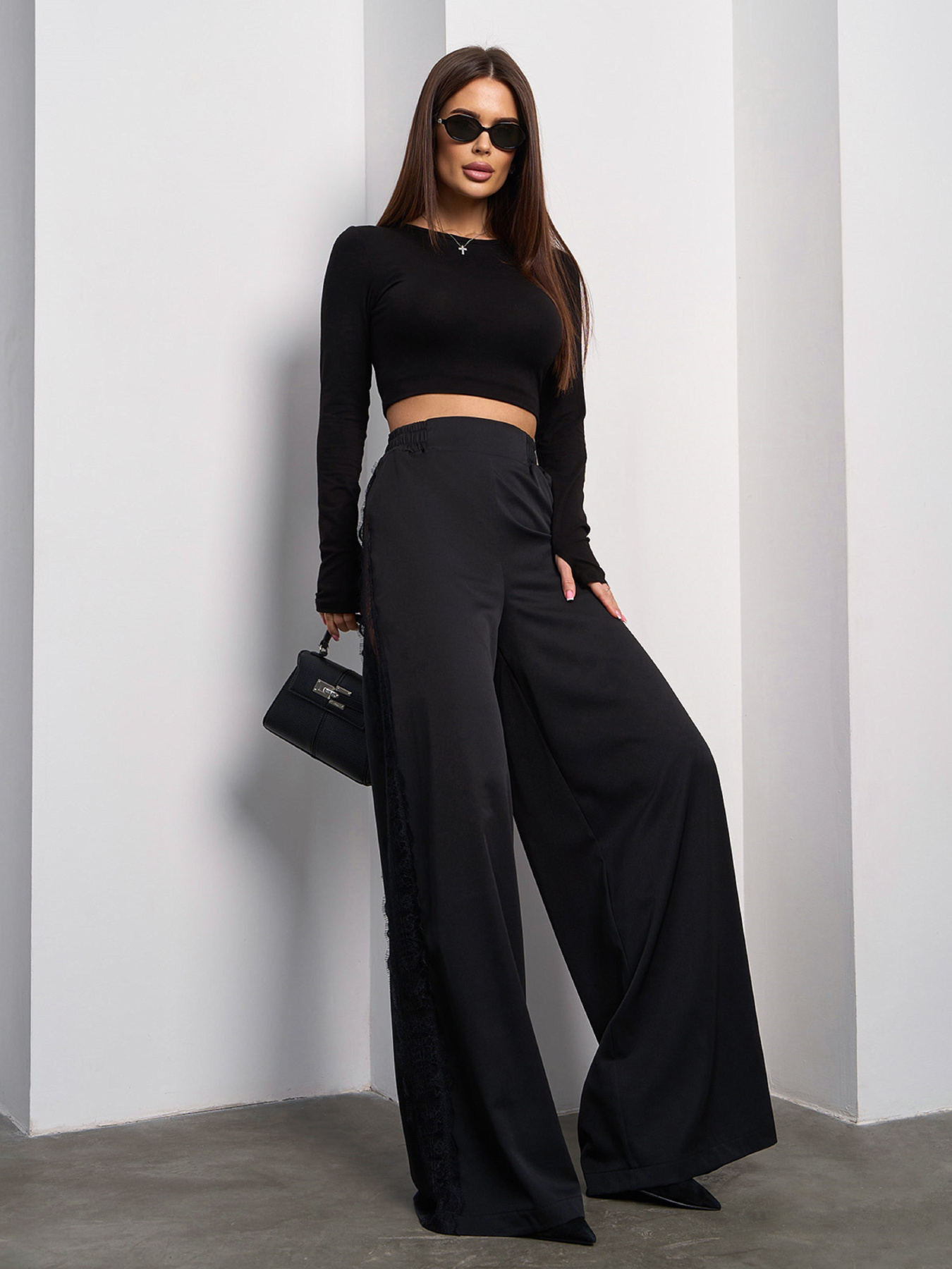 Брюки палаццо ISSA Plus модель SA-596_черный Фото