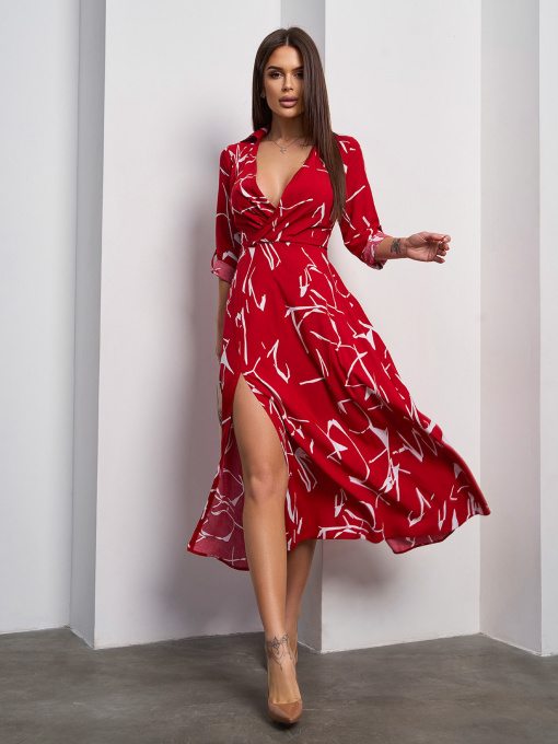 Сукня міді ISSA Plus модель SA-597_красный Фото