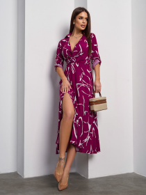 Платье миди ISSA Plus модель SA-597_фиолетовый Фото