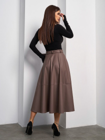 Спідниця міді ISSA Plus модель 14162A_коричневый Фото