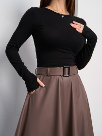 Спідниця міді ISSA Plus модель 14162A_коричневый Фото